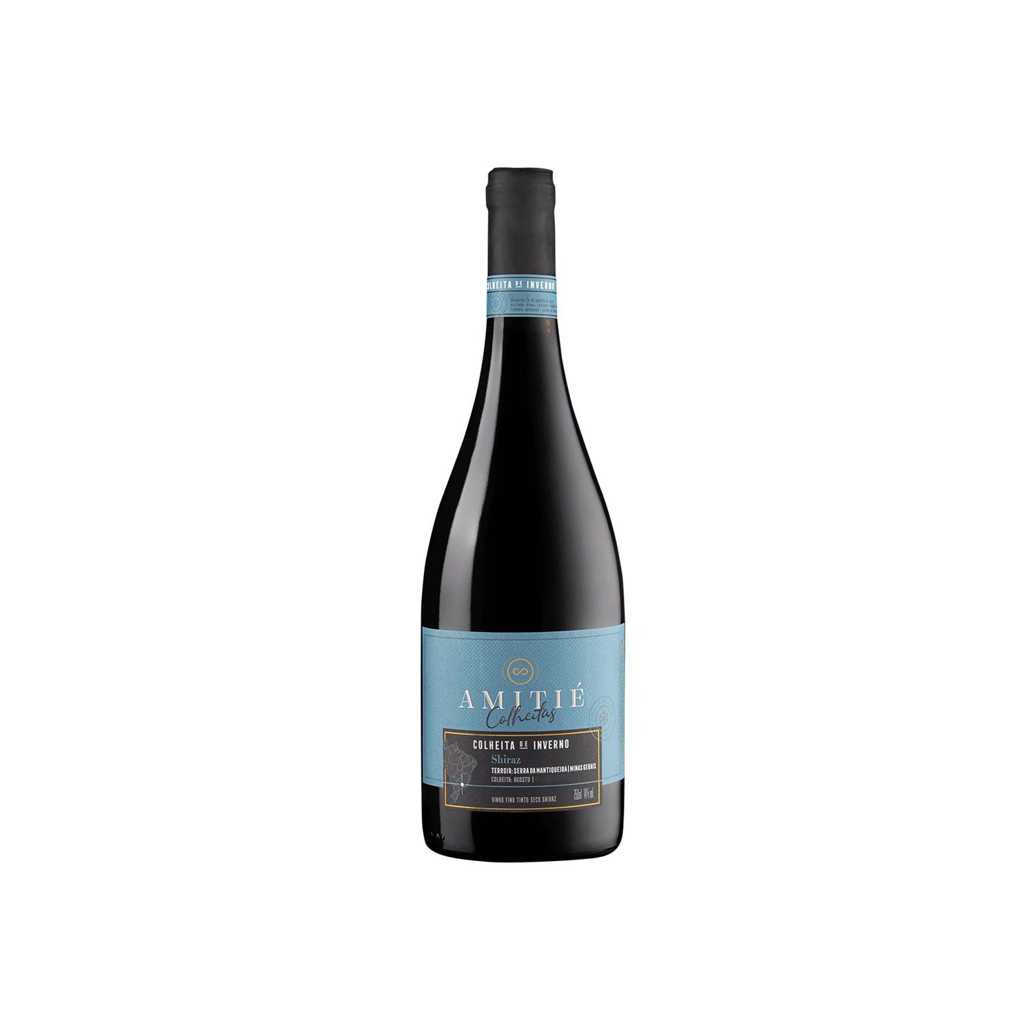 Garrafa do vinho Amitié Colheitas Shiraz 2022, Shiraz de colheita de inverno
