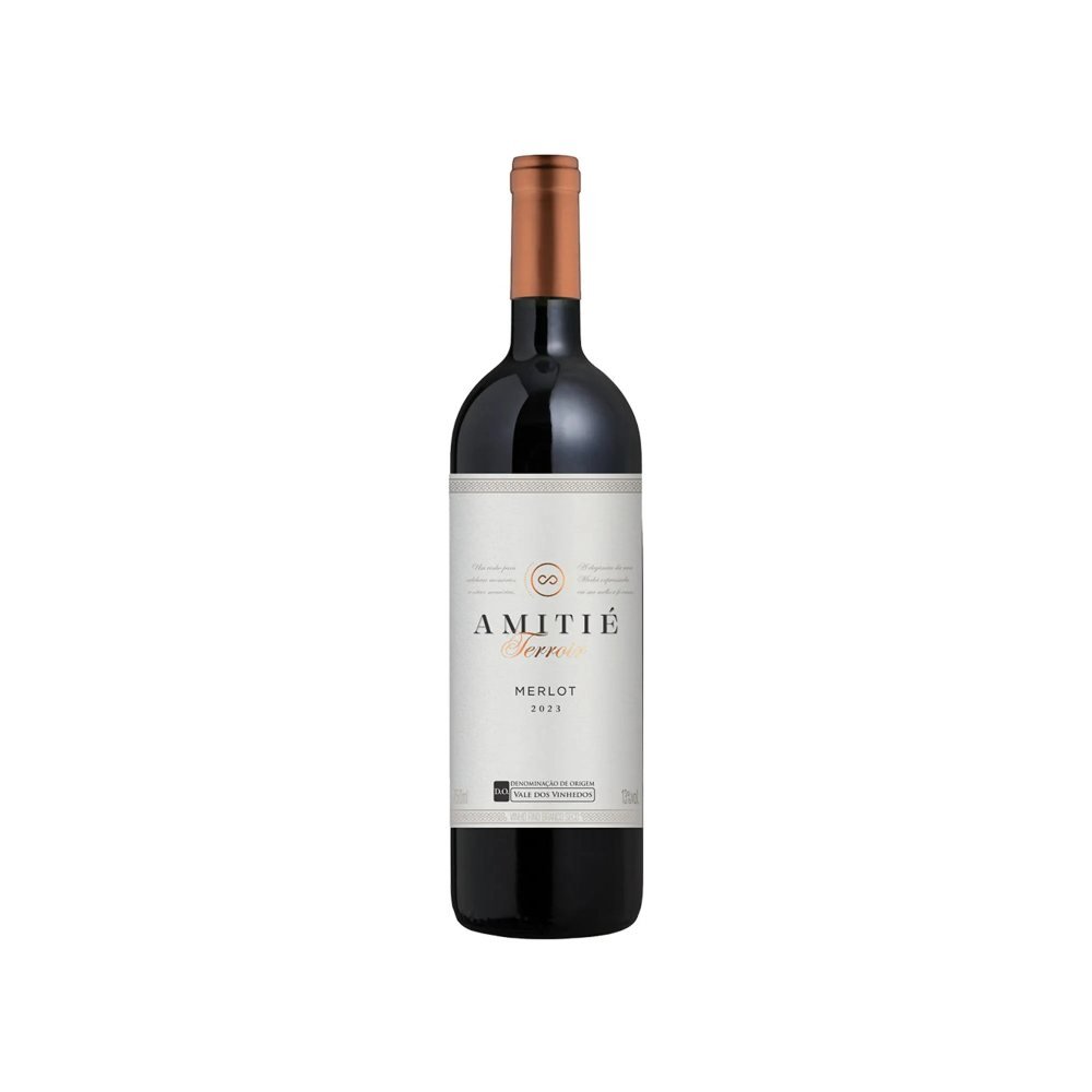 Garrafa de vinho tinto brasileiro Amitié Terroir Merlot