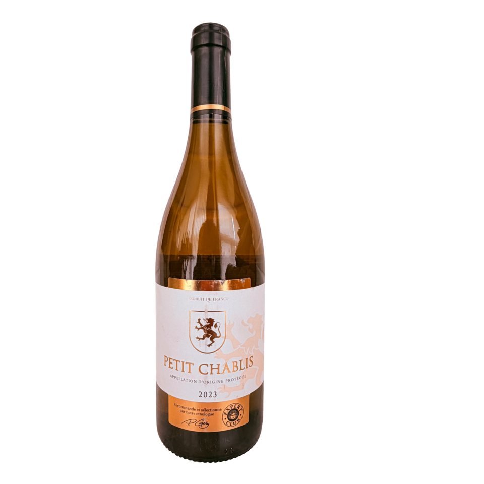 Garrafa de vinho branco francês Petit Chablis Expert Club